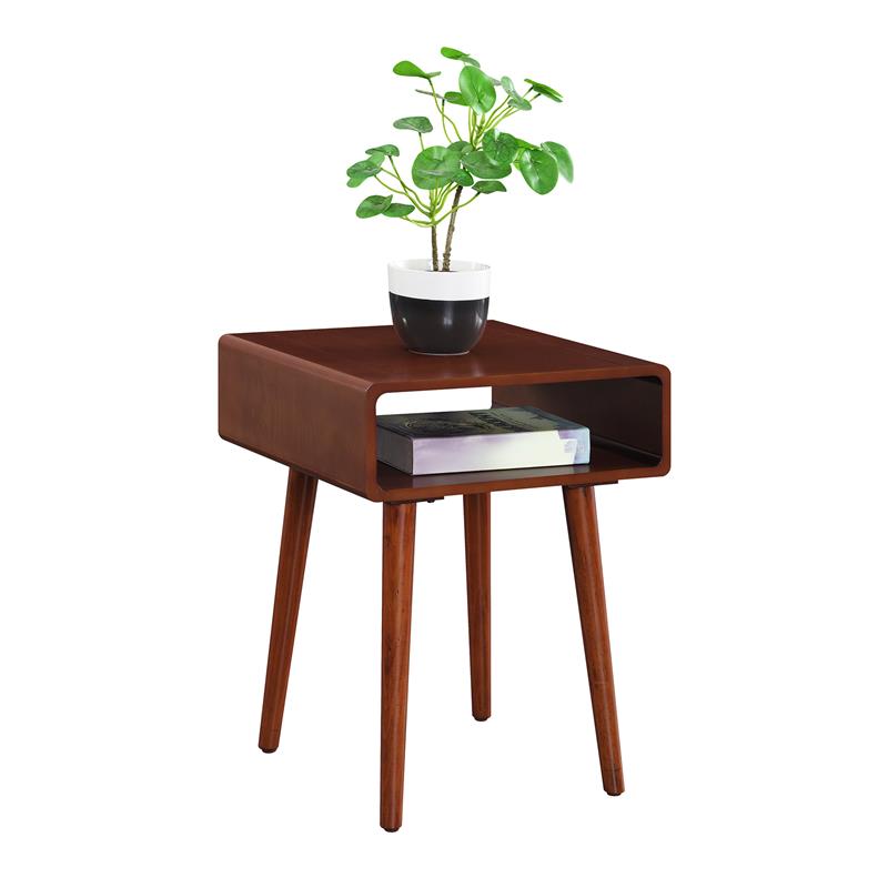 Pemberly Row Set of 2 End Tables with Shelf in Mahogany Wood