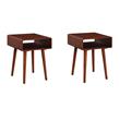 Pemberly Row Set of 2 End Tables with Shelf in Mahogany Wood