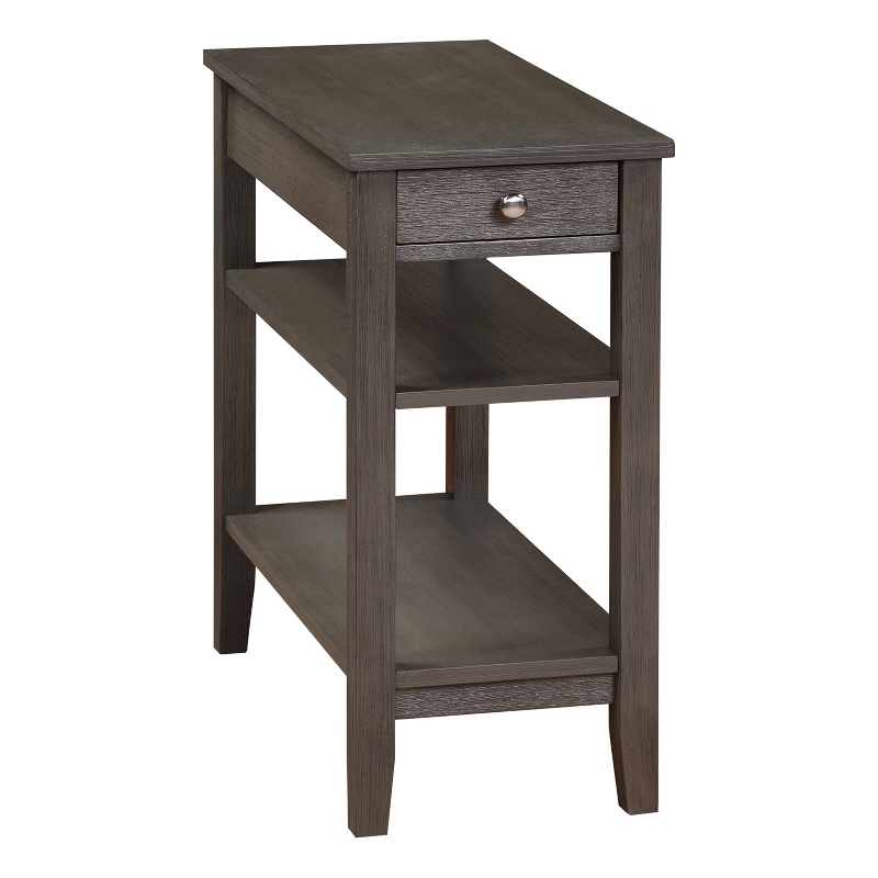 Pemberly Row Set of 2 One-Drawer End Tables w/Charging Station in Gray Wood