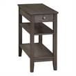 Pemberly Row Set of 2 One-Drawer End Tables w/Charging Station in Gray Wood