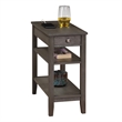 Pemberly Row Set of 2 One-Drawer End Tables w/Charging Station in Gray Wood