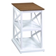 Pemberly Row Set of 2 Driftwood Top Chairside End Tables with Shelves in White