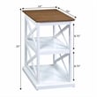 Pemberly Row Set of 2 Driftwood Top Chairside End Tables with Shelves in White