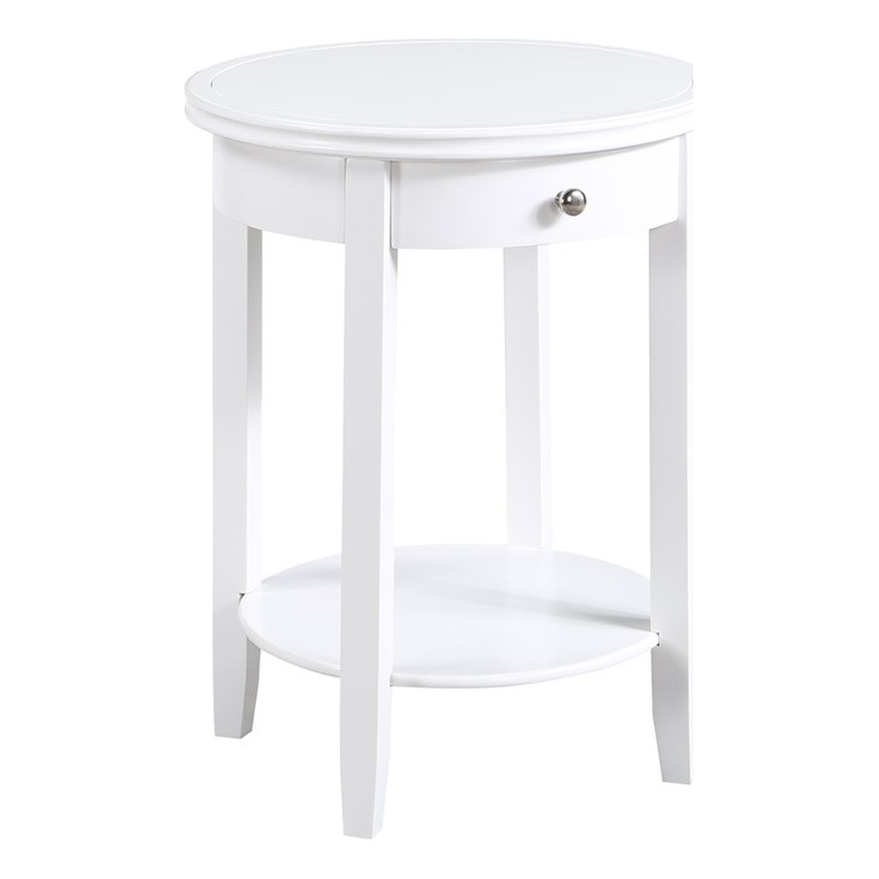Pemberly Row Set of 2 One-Drawer End Tables with Shelf in White Wood