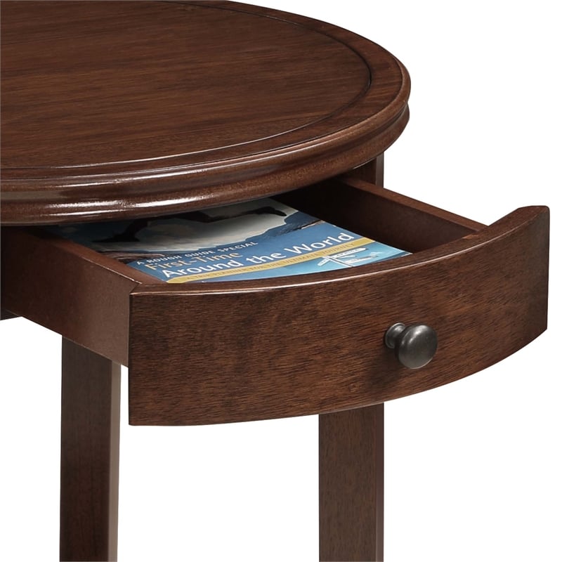 Pemberly Row Set of 2 One-Drawer End Tables with Shelf in Espresso Wood