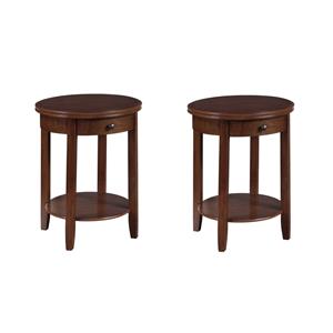 Pemberly Row Set of 2 One-Drawer End Tables with Shelf in Espresso Wood