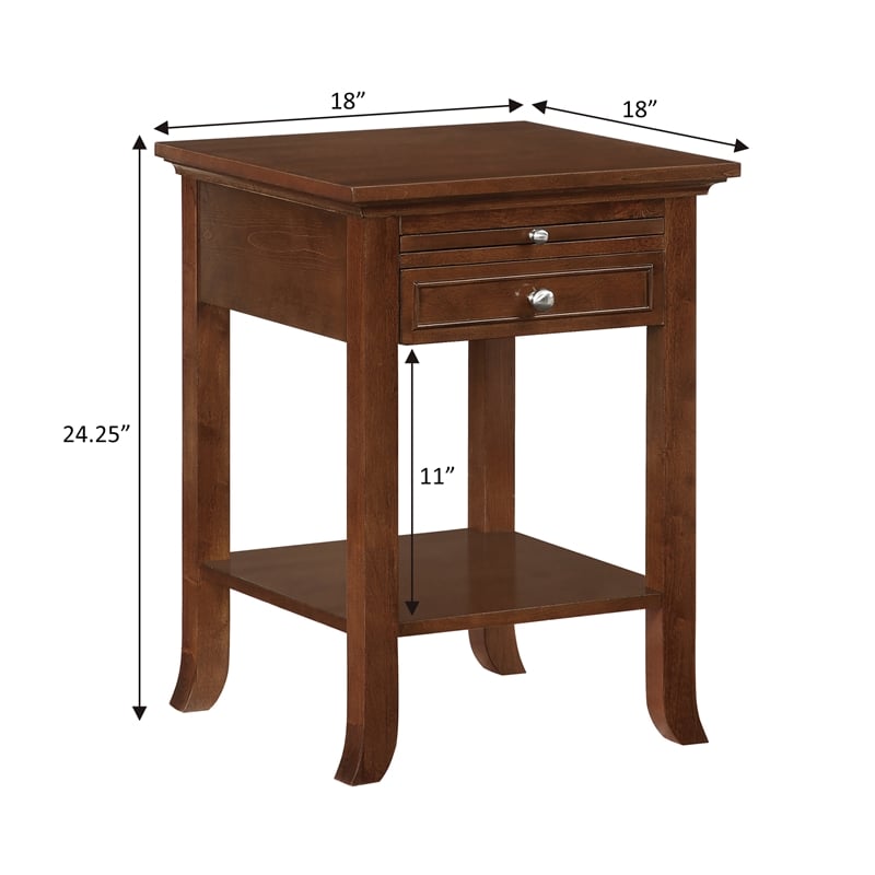 Pemberly Row Set of 2 End Tables with Charging Station in Espresso Wood