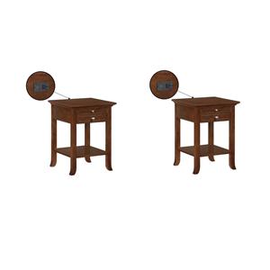 Pemberly Row Set of 2 End Tables with Charging Station in Espresso Wood