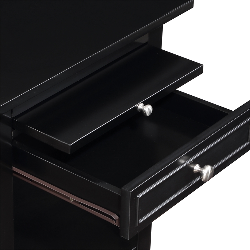 Pemberly Row Set of 2 End Tables with Charging Station in Black Wood