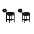 Pemberly Row Set of 2 End Tables with Charging Station in Black Wood