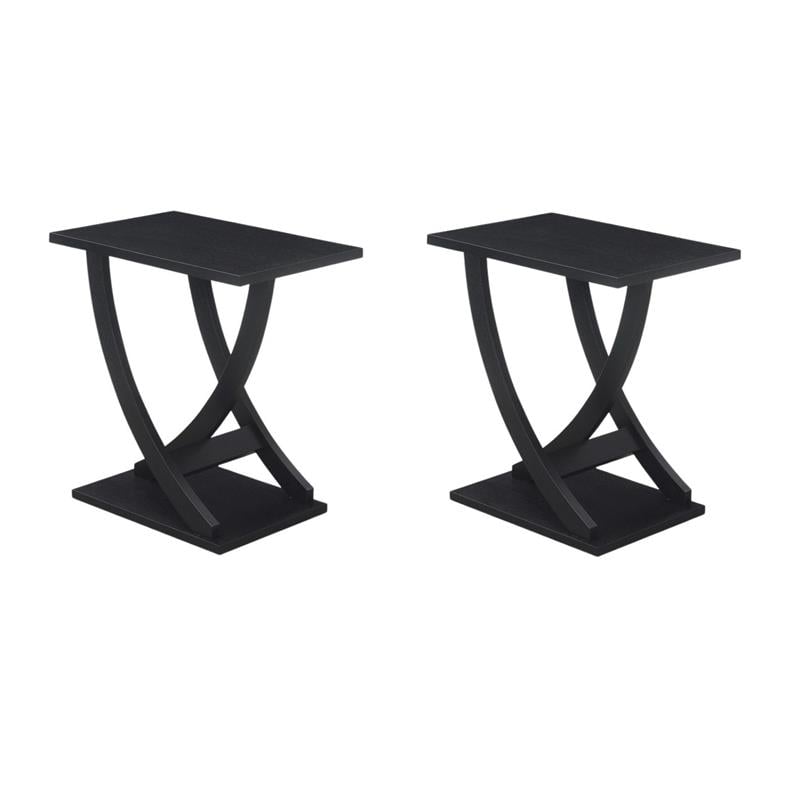 Pemberly Row Set of 2 Criss-Cross Chairside End Tables in Black Wood