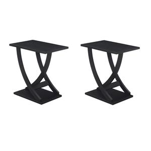 Pemberly Row Set of 2 Criss-Cross Chairside End Tables in Black Wood