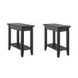 Pemberly Row Set of 2 Narrow Wood End Tables with Shelf in Black