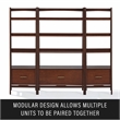 Pemberly Row Set of 2 Wood 4-Shelf Narrow Etagere Bookcases in Mahogany