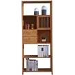 Pemberly Row Set of 2 Right Facing Bamboo Cabinet Bookcases in Natural