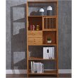 Pemberly Row Set of 2 Right Facing Bamboo Cabinet Bookcases in Natural