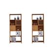 Pemberly Row Set of 2 Right Facing Bamboo Cabinet Bookcases in Natural