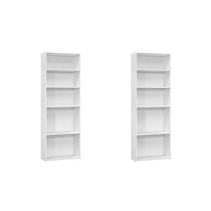 Pemberly Row Set of 2 6 Tier 72&quotH Bookshelf Bookcases in Laminate White