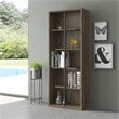 Pemberly Row Set of 2 5-Shelf Modern Wood Bookcases in Walnut