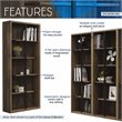 Pemberly Row Set of 2 5-Shelf Modern Wood Bookcases in Walnut