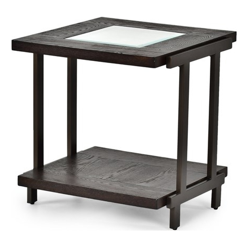 Pemberly Row Set of 2 Contemporary Square End Tables in Smokey Brown