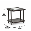 Pemberly Row Set of 2 Contemporary Square End Tables in Smokey Brown