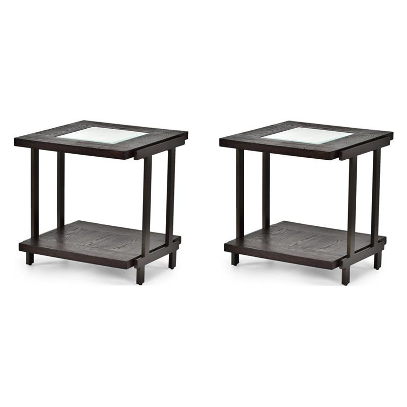 Pemberly Row Set of 2 Contemporary Square End Tables in Smokey Brown