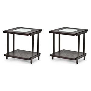 Pemberly Row Set of 2 Contemporary Square End Tables in Smokey Brown