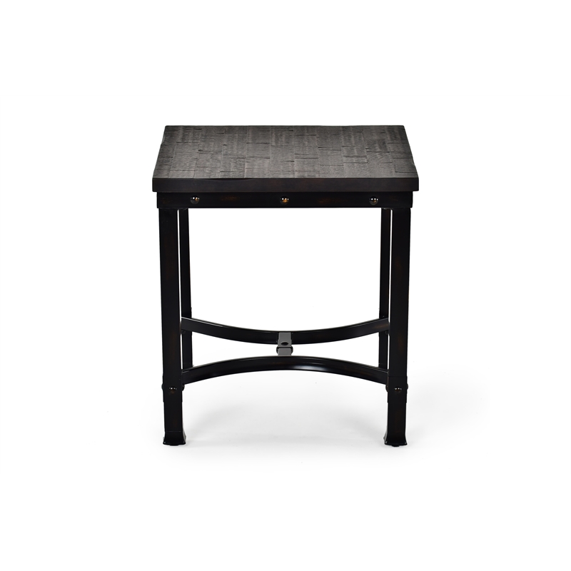 Pemberly Row Set of 2 Contemporary Square End Tables in Rustic Brown