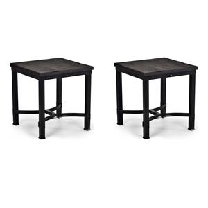 Pemberly Row Set of 2 Contemporary Square End Tables in Rustic Brown