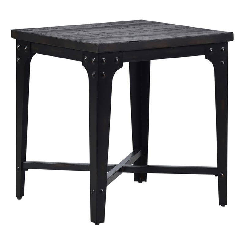 Pemberly Row Set of 2 Square End Tables in Distressed Tobacco Brown