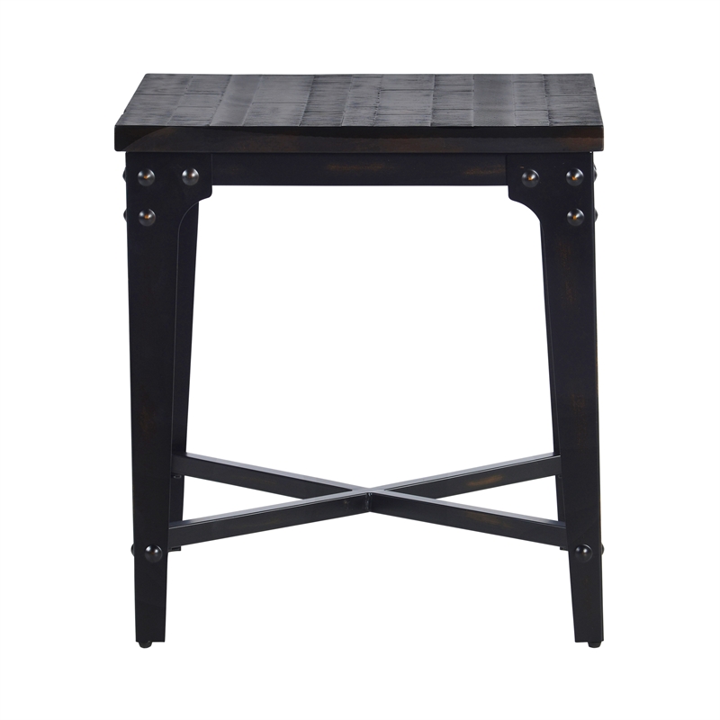 Pemberly Row Set of 2 Square End Tables in Distressed Tobacco Brown