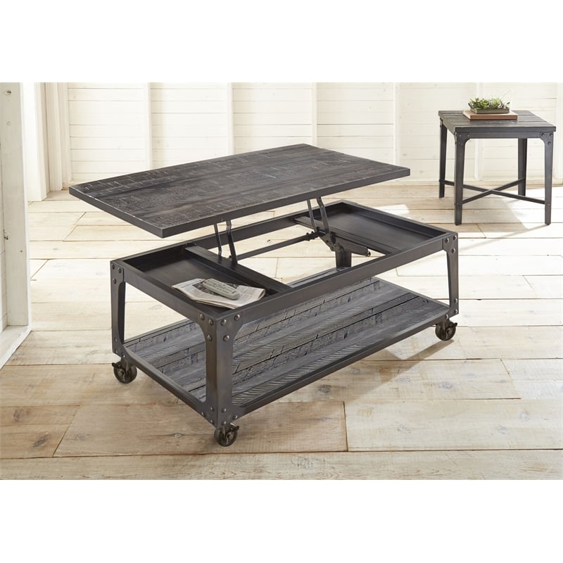 Pemberly Row Set of 2 Square End Tables in Distressed Tobacco Brown