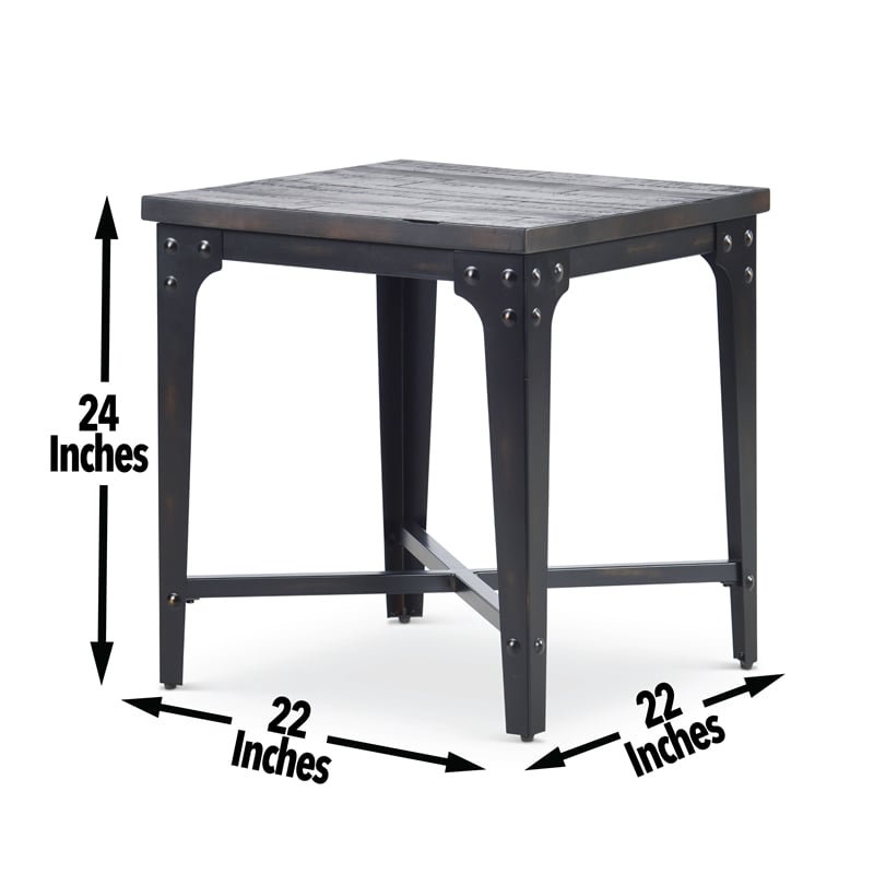 Pemberly Row Set of 2 Square End Tables in Distressed Tobacco Brown
