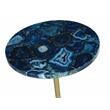 Pemberly Row Set of 2 Round Blue Agate Top Metal Chairside End Tables