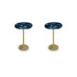 Pemberly Row Set of 2 Round Blue Agate Top Metal Chairside End Tables