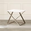 Pemberly Row Set of 2 Square White Faux Marble Mixed Media End Tables