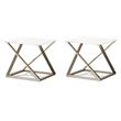 Pemberly Row Set of 2 Square White Faux Marble Mixed Media End Tables