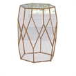 Pemberly Row Set of 2 Hexagonal Clear Glass and Metal Chairside End Tables