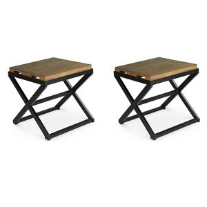 Pemberly Row Set of 2 Walnut and Ebony Solid Wood End Tables