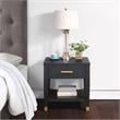 Pemberly Row Set of 2 Rubbed Charcoal Wood 1-Drawer End Tables