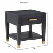 Pemberly Row Set of 2 Rubbed Charcoal Wood 1-Drawer End Tables