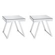 Pemberly Row Set of 2 Mirrored Glass and Chrome Metal Square End Tables