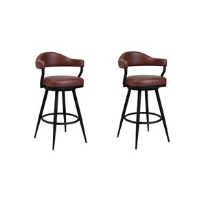 Pemberly Row Set of 2 26&quot Modern Metal Swivel Counter Stool in Black/Coffee