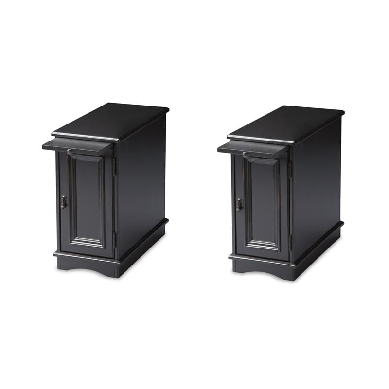 Pemberly Row Set of 2 Contemporary Cabinet End Tables - Black Licorice