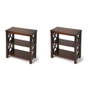 Pemberly Row Set of 2 Contemporary 2-Shelf Petite Bookcases In Cherry
