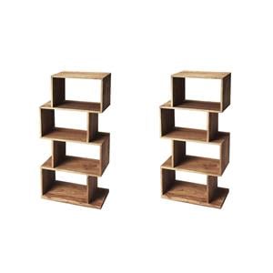 Pemberly Row Set of 2 Contemporary Loft Bookcases In Light Brown