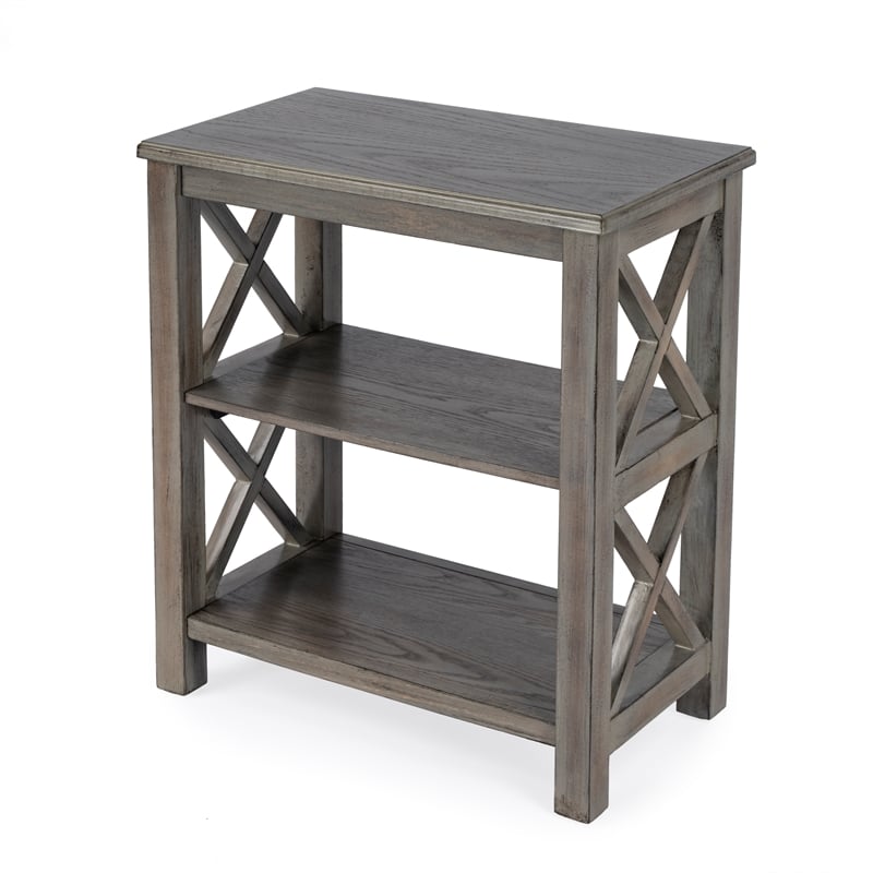 Pemberly Row Set of 2 Contemporary 2-Shelf Bookcases In Dusty Trail