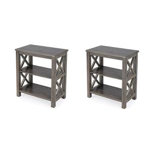 Pemberly Row Set of 2 Contemporary 2-Shelf Bookcases In Dusty Trail