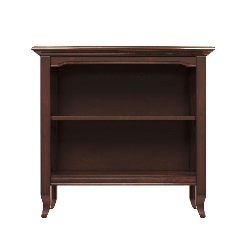 Pemberly Row Set of 2 Contemporary 2-Shelf Low Bookcases In Cherry